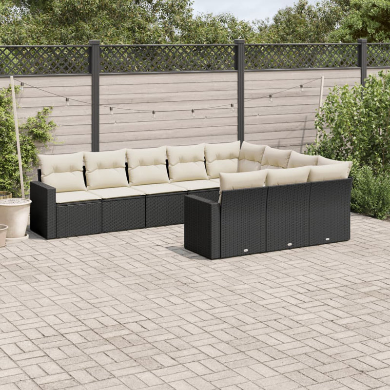 Ensemble de canapé de jardin Vidaxl noir, blanc crème