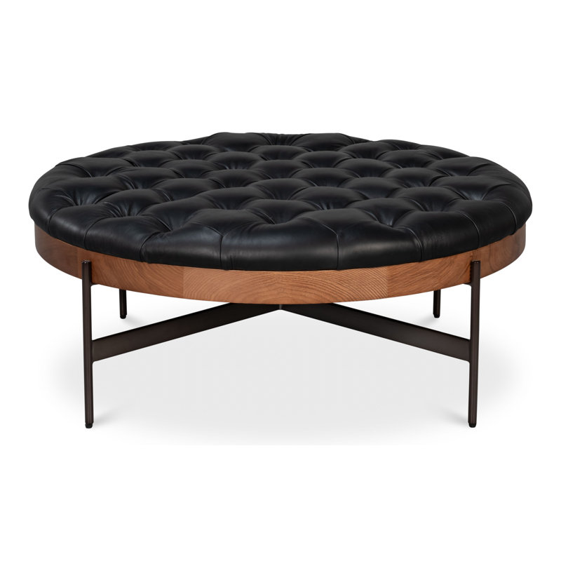 Corbet Round Ottoman, Onyx Black