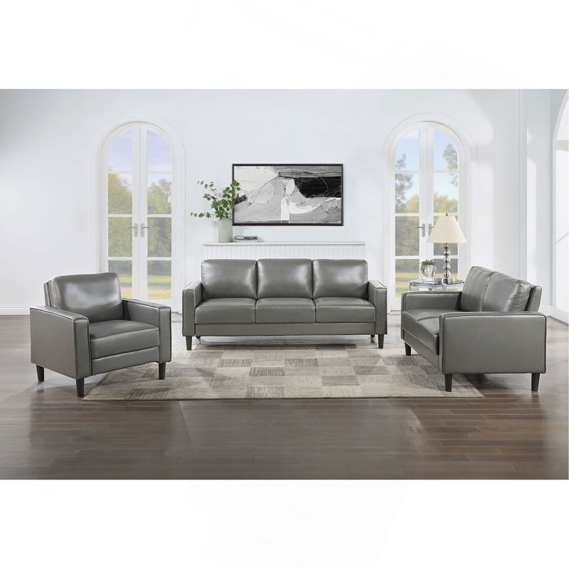 Fauteuil d'appoint rembourré Farallone, Similicuir gris