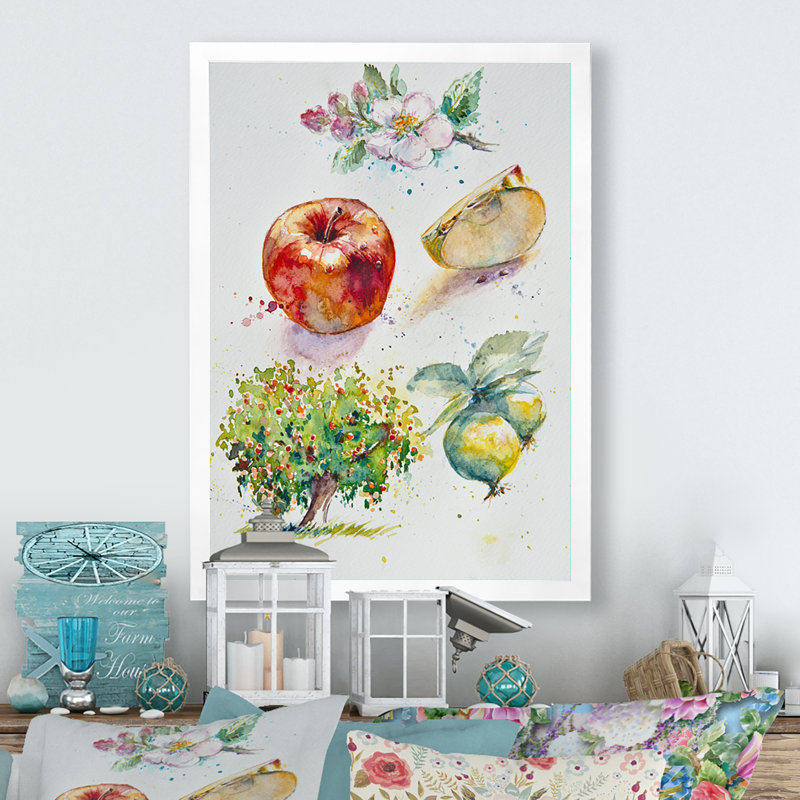 «Set of Apple Botanist», reproduction d'art sur toile encadrée, H 20 po x l 12 po x P 1 po, Cadre photo blanc