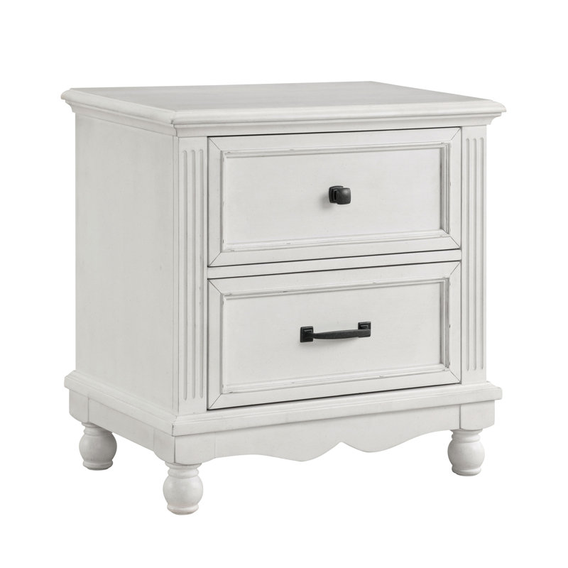 Table de chevet 2 tiroirs blanche Gordo
