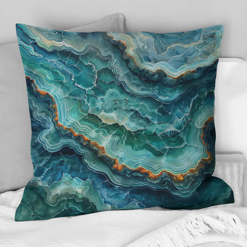 Coussin décoratif Gold Green Stone Geode V - Stone Geode, H 18 po x l 18 po