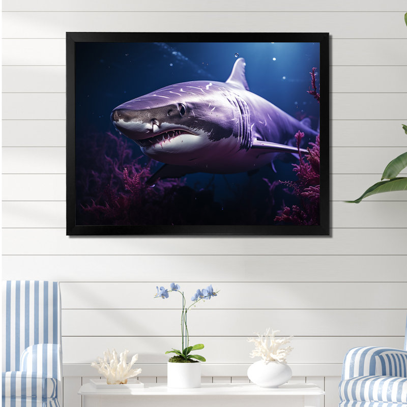 " Oceans Purple Ghost Shark Photography ", 24" H x 32" W x 1" D, Black Single Picture Framed