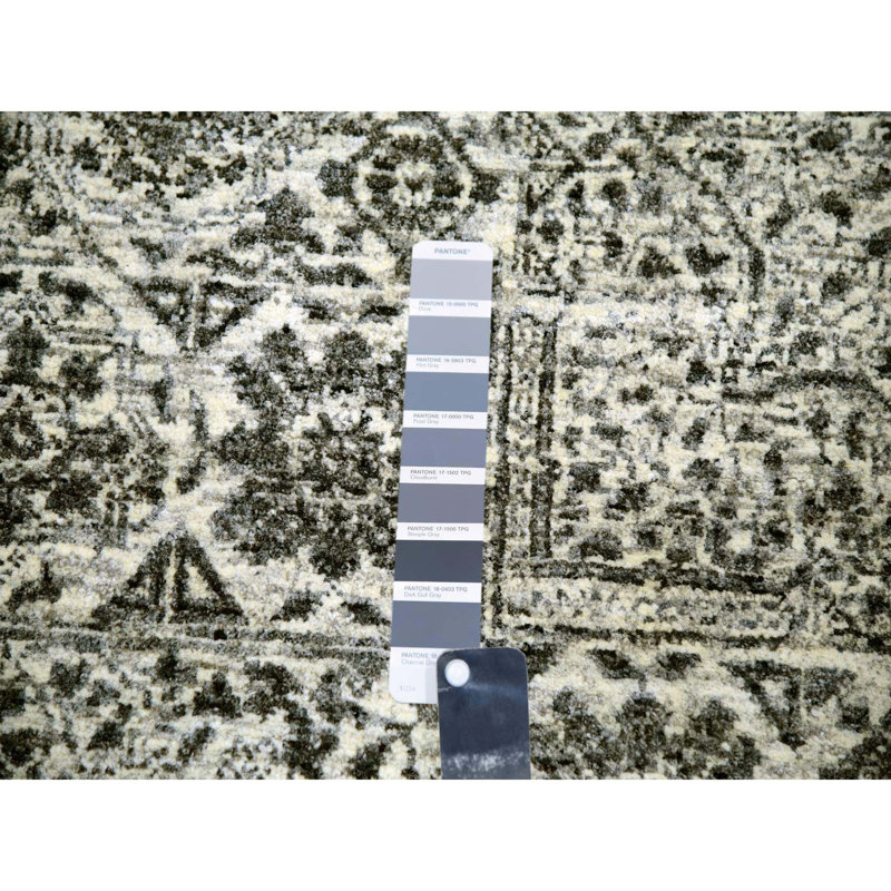 11'10" x 11'10" Decorators White Hand Knotted Wool Round Mamluk Dynasty Oriental Rug