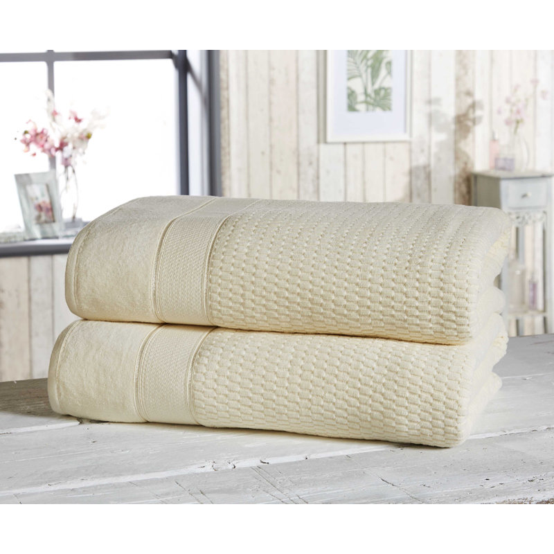Asare 100% Cotton Midweight Waffle Bath Sheet, Cream