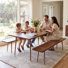 Ensemble de table de salle à manger de luxe à effet grain de bois avec pieds en métal