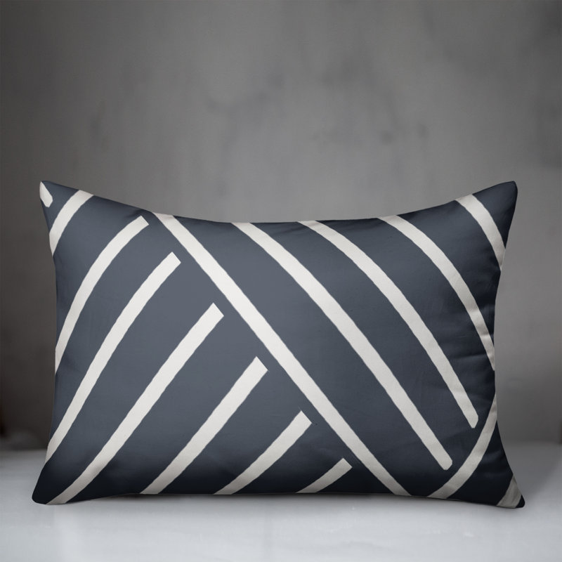 Gray Herringbone Outdoor Throw Pillow, Ardoise, 14"H x 20"W