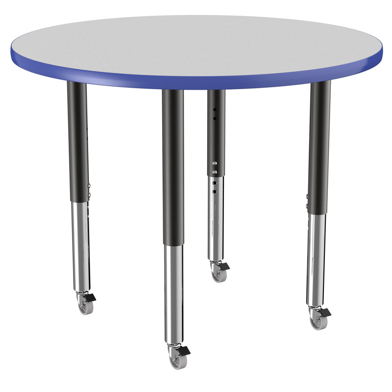 Table ronde à hauteur réglable, 36", Gray/Blue/Black, Super