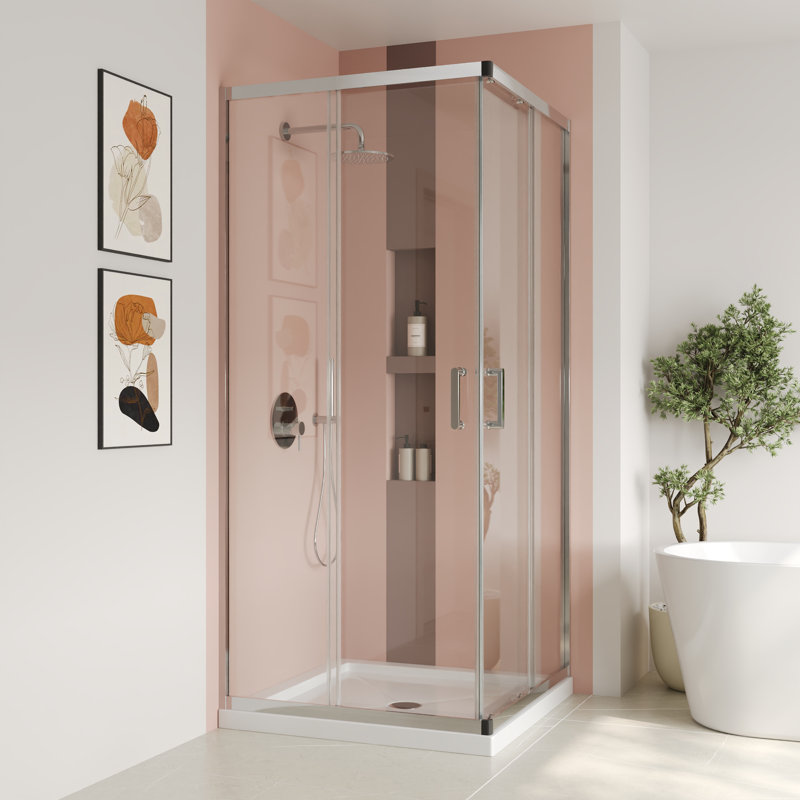 36"W x 36"D x 72"H Framed Square Tempered Glass Shower Enclosure