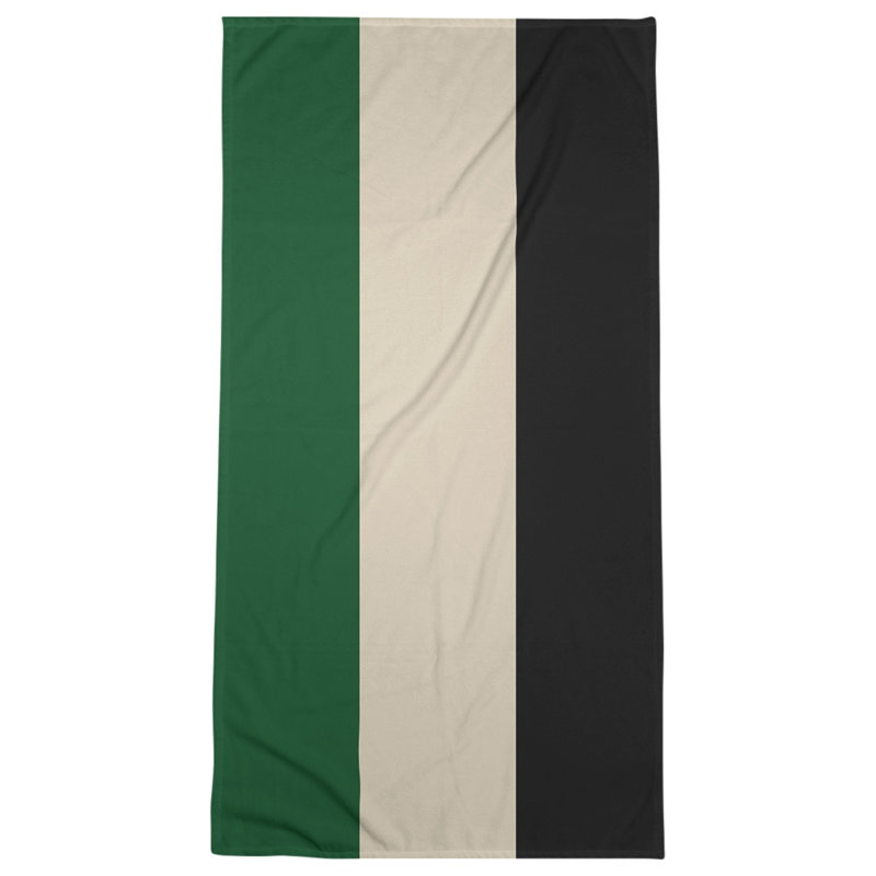 Lightweight Beach Towel, Green/Cream/Black