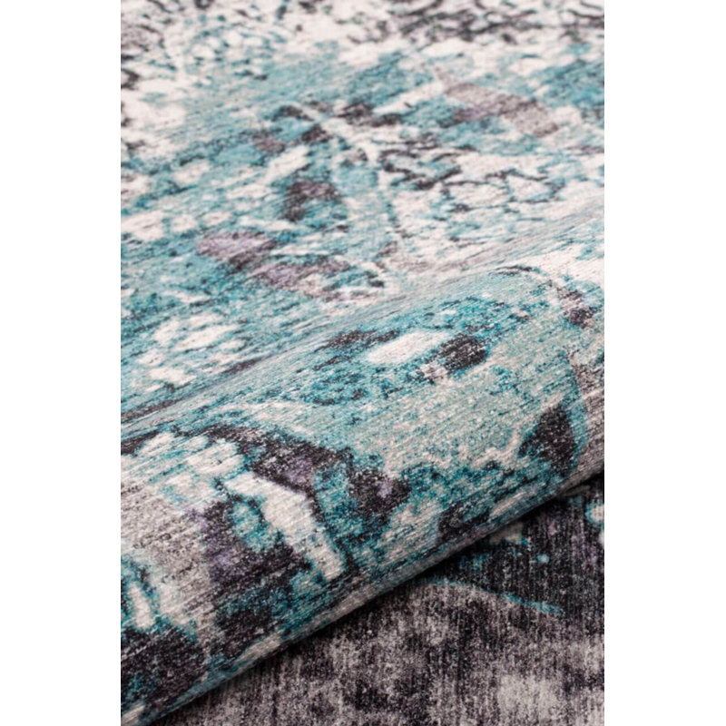 Tapis décoratif gris et vert, Rectangle 7 pi 7 po x 10 pi 10 po