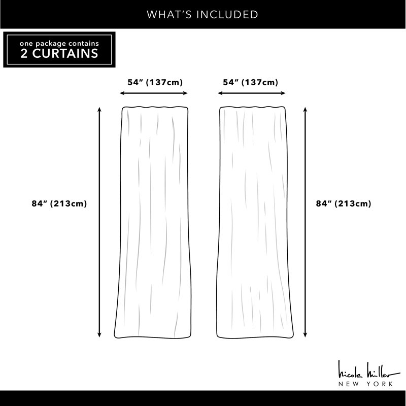 Nicole Miller New York Dara Light Filtering, Semi Sheer Rod Pocket Curtain Panels, Blue, 54" W x 84" L