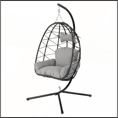 Hamac intérieur / extérieur en osier avec coussin lavable pour patio et jardin