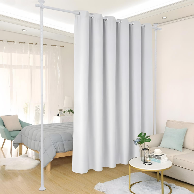 Freestanding Wall Divider Rod, White