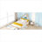 Solid Wood Natural Wood Tone Full Size Platform Bed With House-Shaped Headboard For Bedroom Use