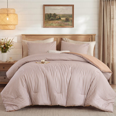 Ensemble d'édredon en vichy Modern Farmhouse, literie en microfibre brossée ultra confortable douillette, édredon léger toutes saisons lavable à la machine et lavable à la machine