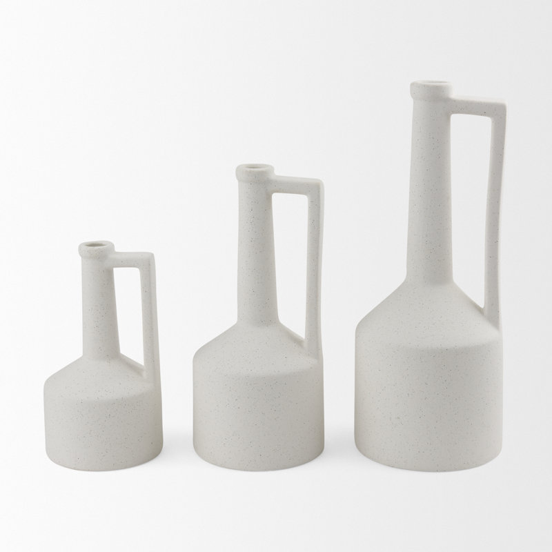 Vase de table en céramique Alisme, Blanc, H 13 po x l 6 po x P 6 po