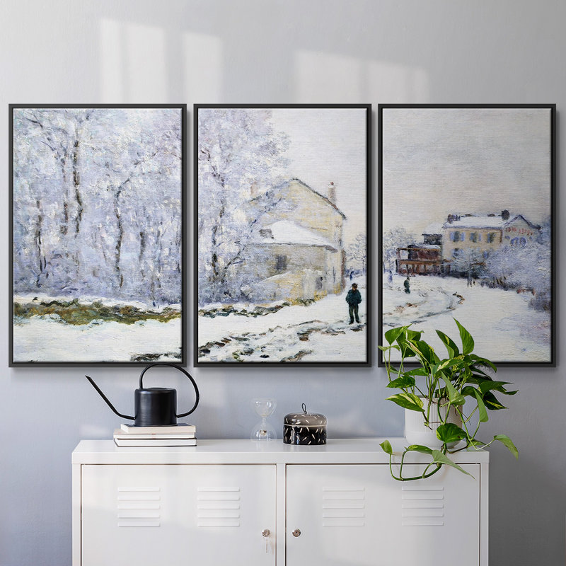 Neige à Argenteuil, 1875, 3 pièces, Noir, H 36 po x l 75 po x P 2 po