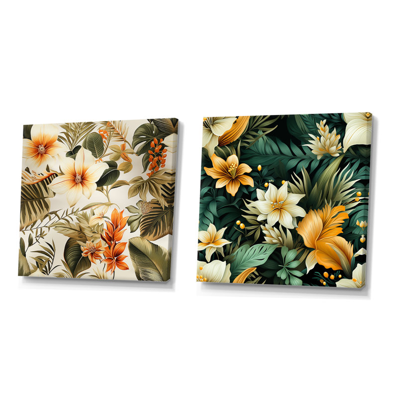 Nirupa - ensemble de 2 reproductions d'art murales Bouquets assortis, Toile tendue, H 16 po x l 33 po x P 1 po