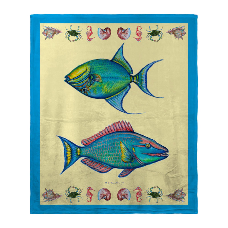 Trigger and Parrot Fish Silk-Touch Throw