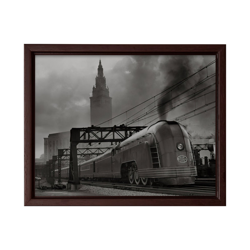 New York Central Mercury Train, Canvas, 12"H x 16"W, Brown Framed