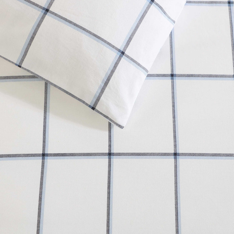 Nautica Plot Cotton Reversible Blue Duvet Cover Set, Twin Duvet Cover +1 Standard Sham