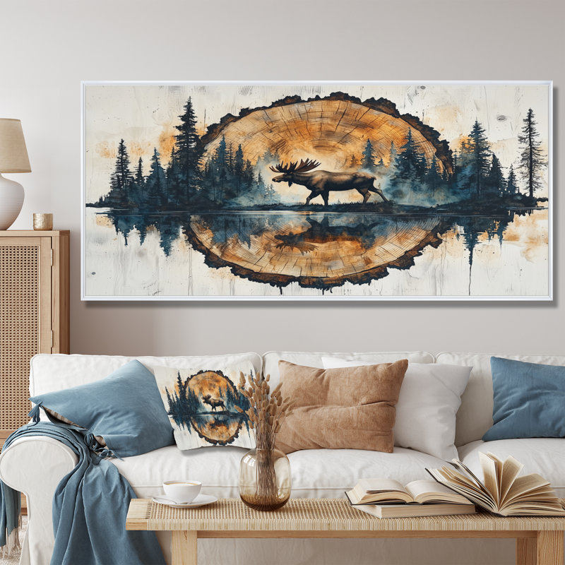 Geon Canadian Moose Into The Forest II - Orignal, art mural, H 28 po x l 60 po, Blanc