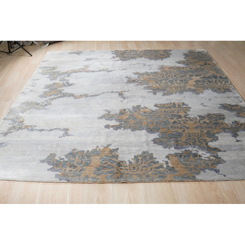 Tapis contemporain en lin noué à la main 8 x 10 po