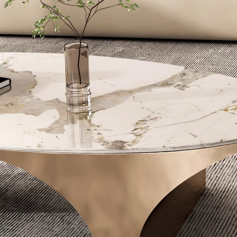 Table basse en acier inoxydable de style italien, Doré