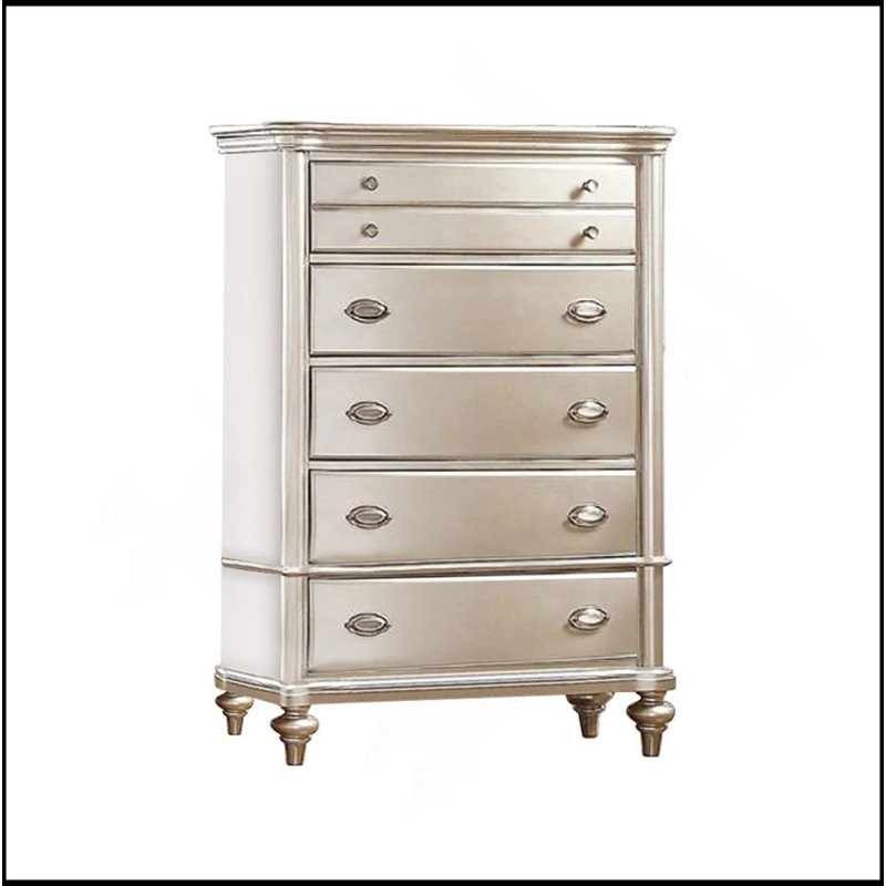 Meuble de chambre à coucher élégant avec poignées en contreplaqué argent / champagne