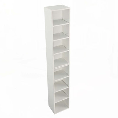 8-Tier Media Tower Rack, CD DVD Slim Storage Cabinet with Adjustable Shelves, Tall Narrow Bookcase Display Bookshelf for Home Office,Multi-functional double-decker bookcase