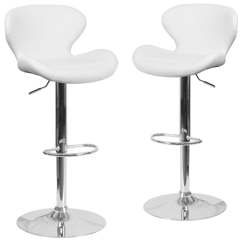 Tabouret de bar réglable en vinyle Guajardo, Blanc