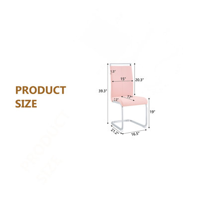 Ensemble de 4 chaises de salle à manger modernes et minimalistes, chaises roses en polyuréthane avec pieds en métal, chaises d'appoint pour coiffeuse, chambre ou café