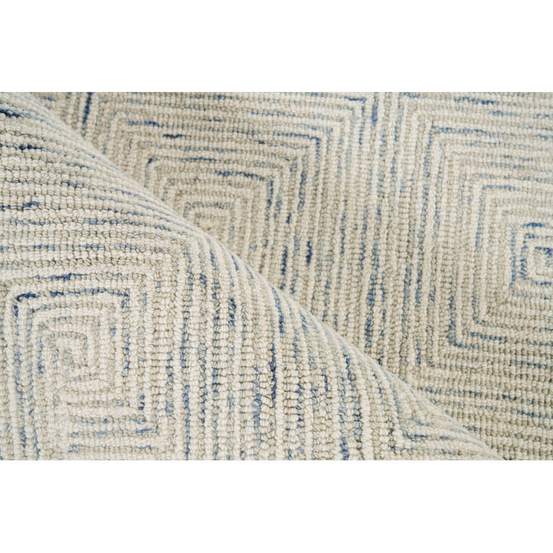 Caprice Wool Geometric Area Rug, Light Blue/Ivory, Rectangle 5' x 8'