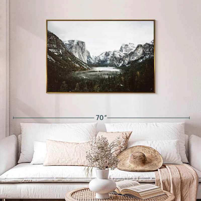 Yosemite Winter Magic, Cadre flottant doré, 43 po x 29 po