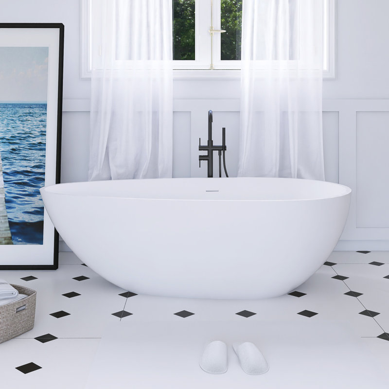 Baignoire de trempage autoportante à surface solide 66,9 pouces