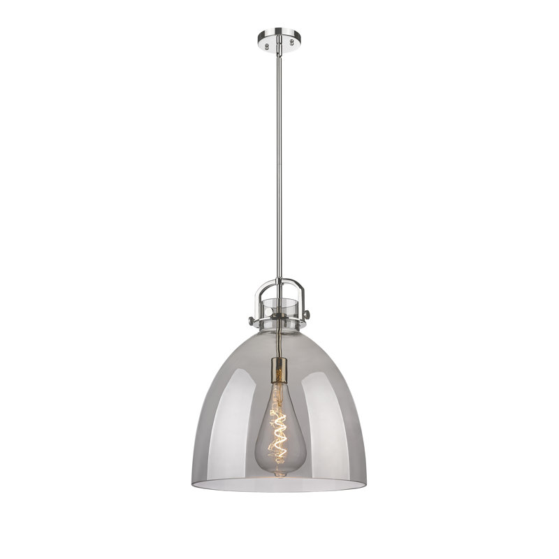 Luminaire suspendu 1 lumière Badillo, Plaqué couleur fumée, H 19,63 po x l 16 po x P 16 po, Nickel poli