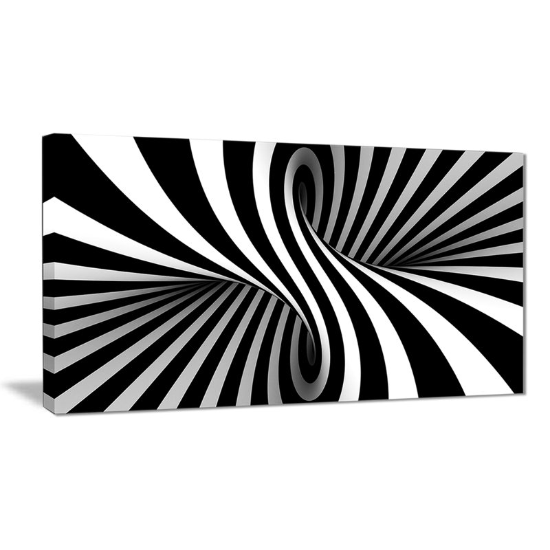 Black and White Spiral - Digital Metal Wall Art, 16' H x 32" W, Wrapped Canvas