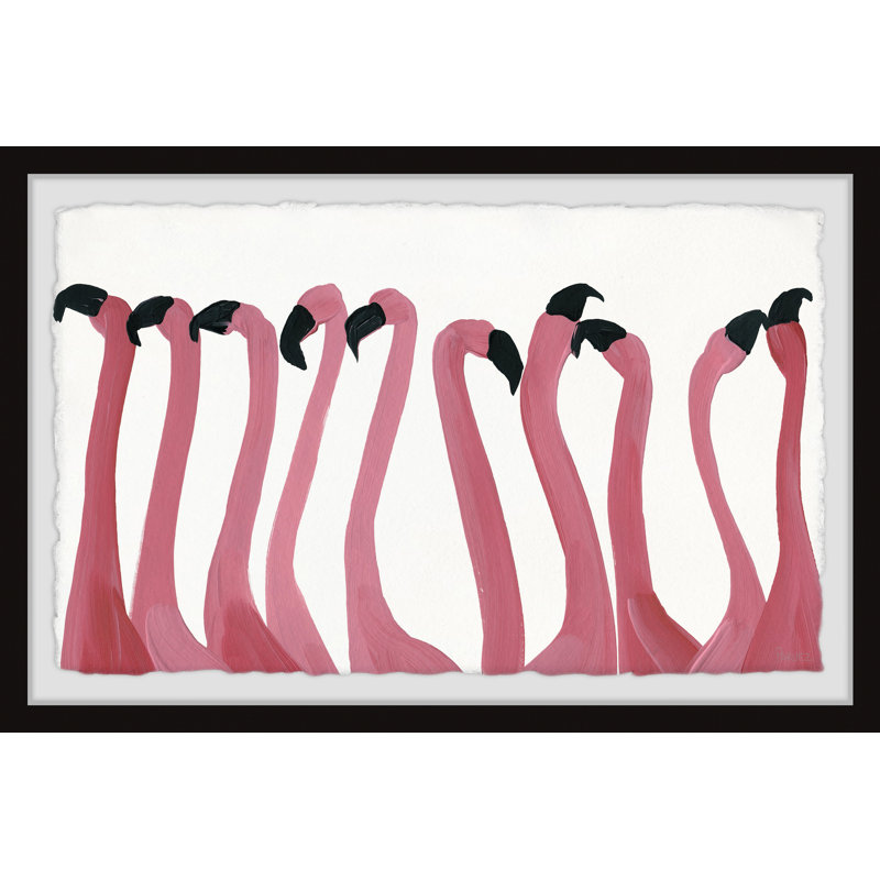 «Flamingo Gossip», reproduction encadrée, H 24 po x l 36 po x P 1,5 po