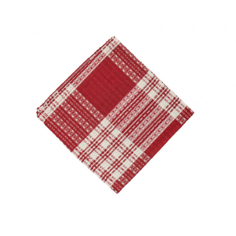 Ensemble de 6 lavettes à carreaux, Rouge / blanc