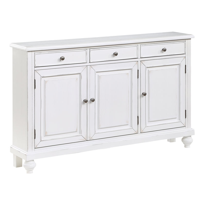 Quincy 55.5'' Wide Wood Three Drawer Three Door Credenza, White