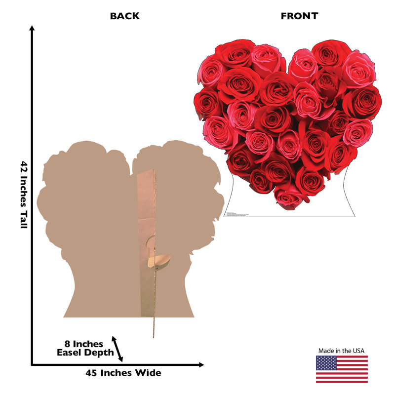 42'' Red Roses Heart Cardboard Standup Decor