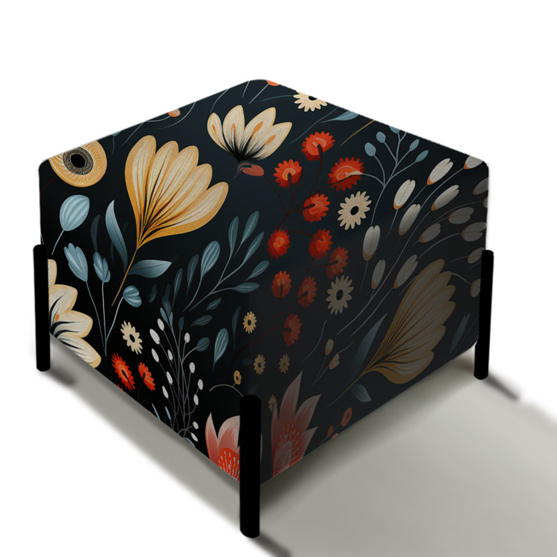 Summer Flower Cottage - repose-pieds carré floral