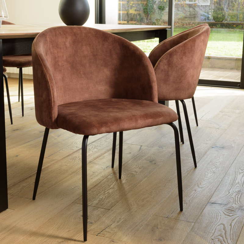 Luanna 47cm H Velvet Upholstered Side Chair, Brown