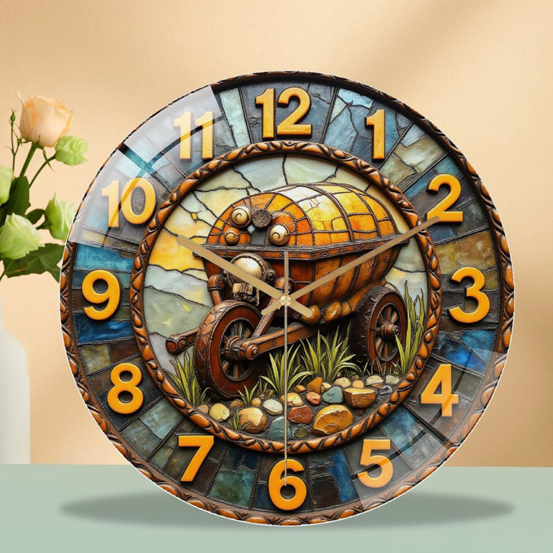 Vintage Carriage Wall Clock Decor Stylish Art Art - 12'' Modern Glass Wall Clock
