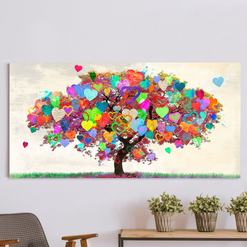 Tree Of Love by Malia Rodrigues - No Frame Print on Canvas, 70cm H x 140cm W x 4cm D