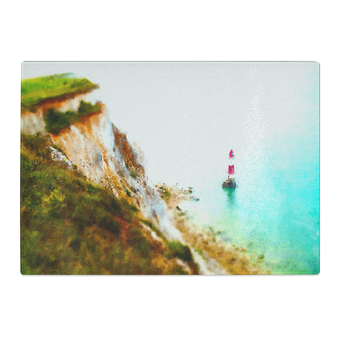 Tempered Glass Lighthouse by the Coast Chopping Board