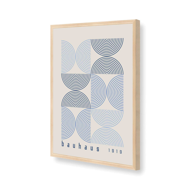 Blue Bauhaus Composition, affiche I dans un cadre, Reproduction encadrée sans passe-partout, Érable brut, H 21 po x l 17 po