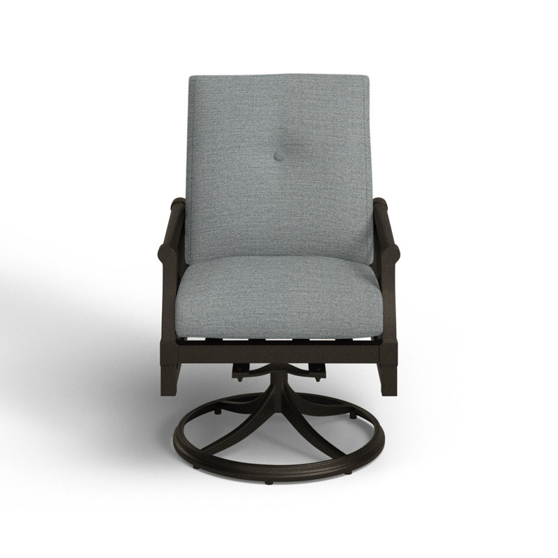 Chaise de patio pivotante avec coussins Andover, Haie flanelle Sunbrella flanelle, Brun châtaigne
