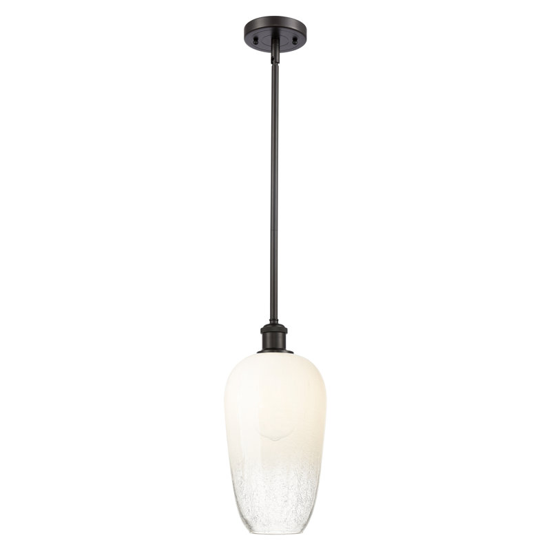 Mini-luminaire suspendu à tige 1 lumière 7 "Ballston - Caroline, Oil Rubbed Bronze, Opale